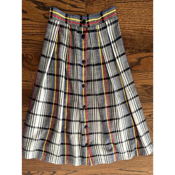 Vintage 80s Skirt Pleated Plaid Tartan Retro 50s Midcentury Rockabilly Preppy - Picture 9 of 12